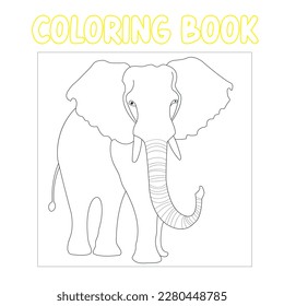 Elephant vector coloring page for kids, image  and coloring book children 