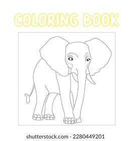 Elephant vector coloring page for kids, image   coloring book children 