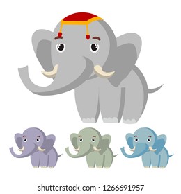 Elephant Vector. Cute African Animal. Circus. Isolated Cartoon Illustration