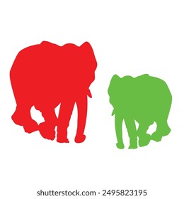 elephant vector design with bright colors and white background