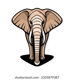 Elephant vector icon illustration, Africans elephant biggest earth mammal cartoon animal design vector illustration on white background, colorful sticker, animal ride Road trip vacation Happy Fun