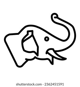 Elephant Vector Icon, Lineal style icon, from Animal Head icons collection, isolated on white Background