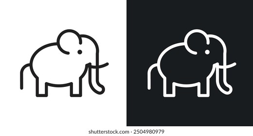Elephant vector icon set black and white filled and outlined style.