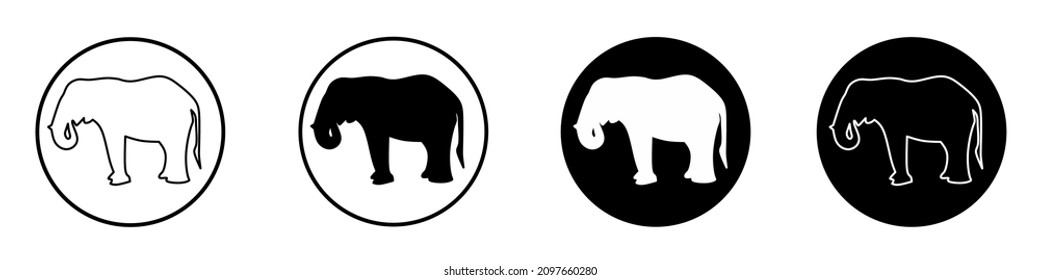Elephant vector icon set isolated on white background. Collection of elephant silhouette flat illustrations.