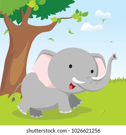 Elephant. Vector illustration of baby elephant.