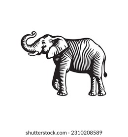 Elephant Vector illustration. Bear Vintage Logo