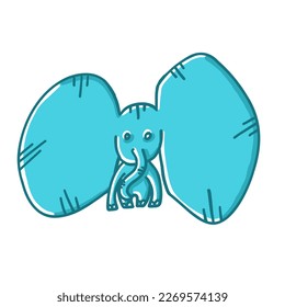 Elephant vector illustration in cartoon flat style isolated on white background.