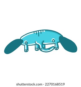 Elephant vector illustration in cartoon flat style isolated on white background.