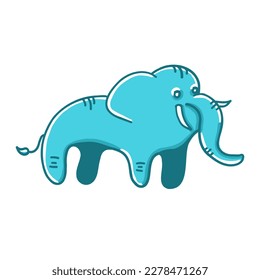 Elephant vector illustration in cartoon flat style isolated on white background.