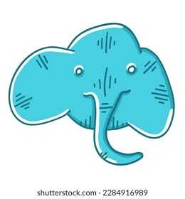 Elephant vector illustration in cartoon flat style isolated on white background.