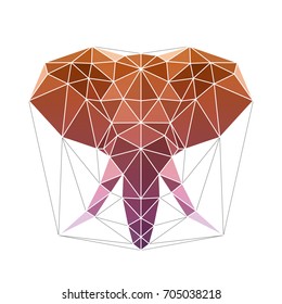 Elephant, a vector elephant illustration designed with colorful low poly triangular outlines