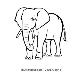 Elephant vector illustration. Elephant, drawing, animal, beast, symbol, image, emblem on a white background. Flat style elephant figure for graphic and web design, logo, tattoo and more.