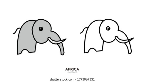 Elephant vector illustration lineal color and filled design