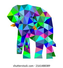 Elephant vector illustration with low poly design on white background.