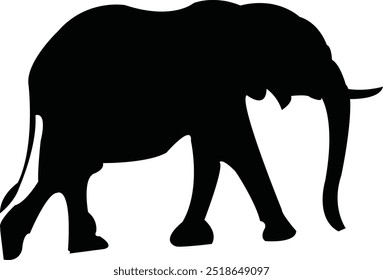 Elephant vector illustration on a contrasting black and white background, great for minimalist design projects