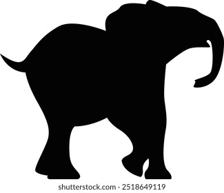 Elephant vector illustration on a contrasting black and white background, great for minimalist design projects