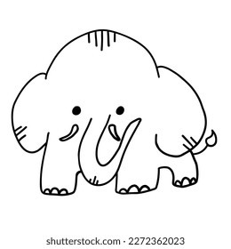 Elephant vector illustration in outline doodle style isolated on white background.