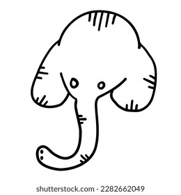Ilustración vectorial elefante en forma de doodle de contorno aislado en fondo blanco.
