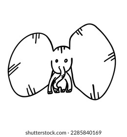 Elephant vector illustration in outline doodle style isolated on white background.
