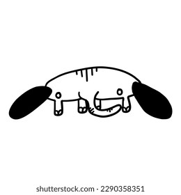 Elephant vector illustration in outline doodle style isolated on white background.