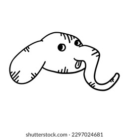 Elephant vector illustration in outline doodle style isolated on white background.