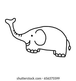 elephant - vector illustration sketch hand drawn with black lines, isolated on white background