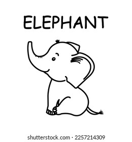 Elephant vector illustration template for Coloring book. Drawing lesson for children	