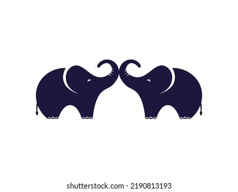 Elephant Vector illustration. Two Elephants Silhouette Drawing. Use for t shirt Template, Log Design, Fashion Wear. Eps 10