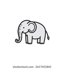 an Elephant vector Image, Animal Elephant linear vector image, Simple Elephant drawn image vector.