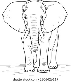 Elephant: vector line art cartoon style for coloring