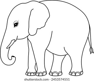 Elephant vector line art for coloring book
