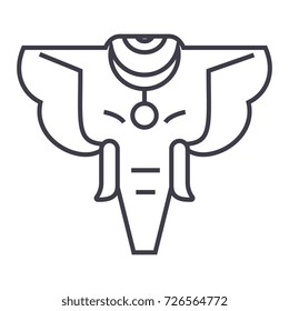 elephant vector line icon, sign, illustration on background, editable strokes
