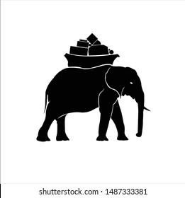 elephant vector logo with design of huge animal and elephant trunk