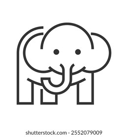 Elephant vector logo or icon, in bold line art style