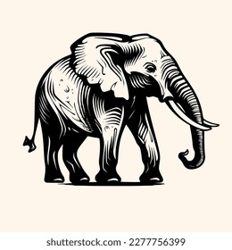 Elephant vector for logo or icon, drawing Elegant minimalist style,abstract style Illustration