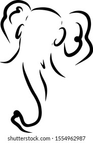 Elephant vector logo line art illustration on white background. Elephant vector outline