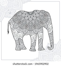 Elephant Vector Mandala Line Art Style