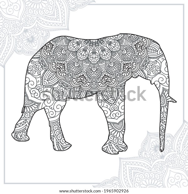 Elephant Vector Mandala Line Art Style Stock Vector (Royalty Free ...