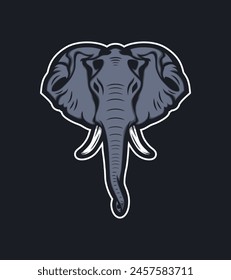 Plantilla de diseño de mascota de Vector de elefante. Cabeza de elefante africano. Emblema para el equipo deportivo.Safari de caza, colmillo elefante. Letrero de Vector para el deporte de caza africano.