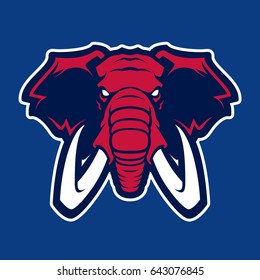 Elephant vector mascot. Head of African elephant. Emblem design for sport team.