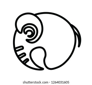 elephant vector outline minimalist and characters funny on a white background