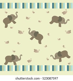 Elephant vector background.Сhildish pattern with little elephant, baby shower greeting card. Animal seamless background, cute vector texture for kids bedding, fabric, wallpaper, wrapping paper, textil
