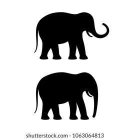 Elephant vector silhouette icon set isolated on white background