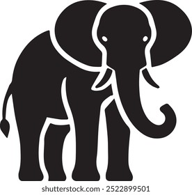 Elephant Vector Silhouette Illustration , Elephant Illustration , Elephant Art Drawing , Animal Vector Silhouette Illustration