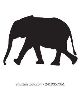 Elephant vector silhouette illustration isolated on white background. African animal, alert of poacher. Elephant silhouette. Safari attraction.wild animal vector illustration.