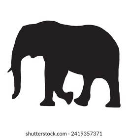 Elephant vector silhouette illustration isolated on white background. African animal, alert of poacher. Elephant silhouette. Safari attraction.wild animal vector illustration.