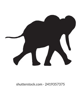 Elephant vector silhouette illustration isolated on white background. African animal, alert of poacher. Elephant silhouette. Safari attraction.wild animal vector illustration.