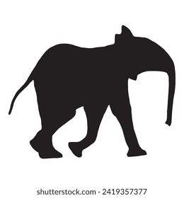 Elephant vector silhouette illustration isolated on white background. African animal, alert of poacher. Elephant silhouette. Safari attraction.wild animal vector illustration.