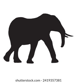 Elephant vector silhouette illustration isolated on white background. African animal, alert of poacher. Elephant silhouette. Safari attraction.wild animal vector illustration.