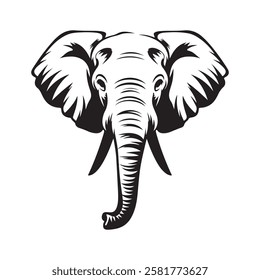 Elephant vector silhouette illustration isolated on white background.